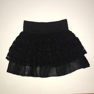 Short black lace skirt